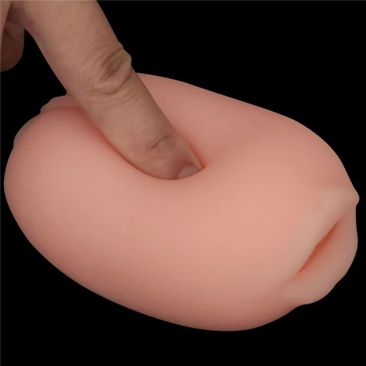 Masturbator dwustronny, naturalny kolor, TPE, wibrujący, 10.3cm długości