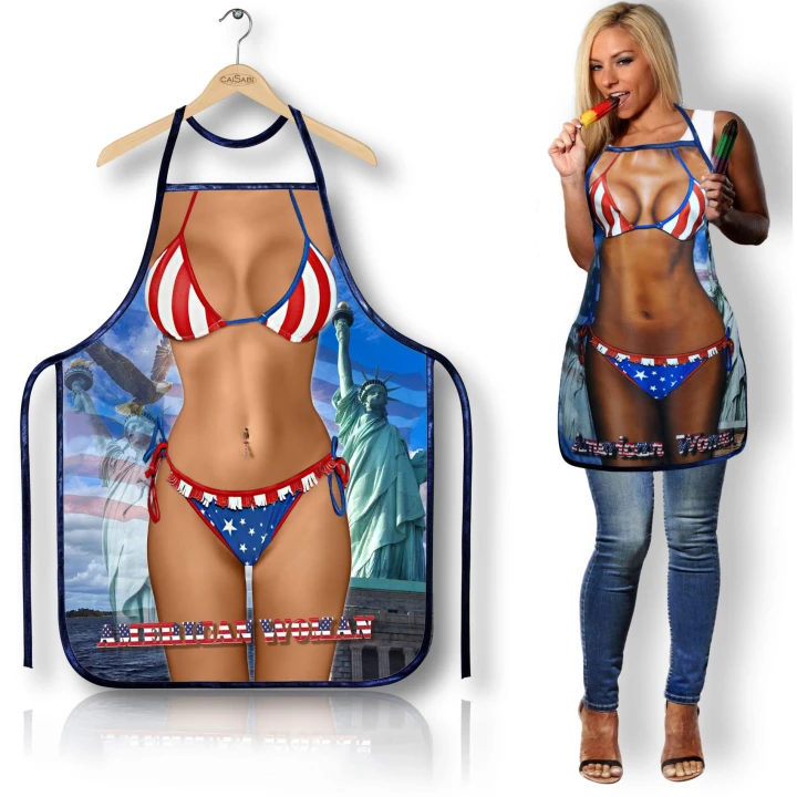 Fartuch kuchenny American Woman, materiał lekki, trwały, regulowane paski