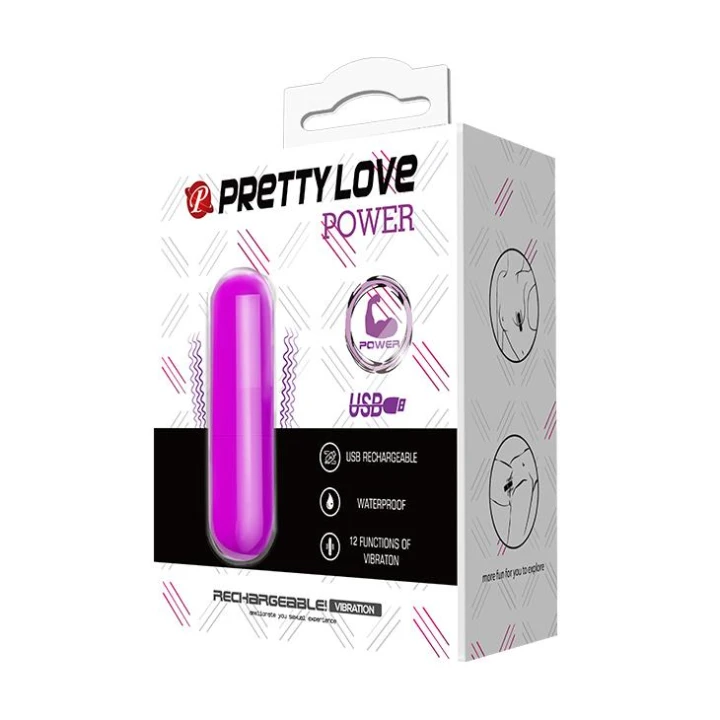 Jajko wibracyjne, PRETTY LOVE - 12 funkcji, silikonowe, wodoodporne, USB