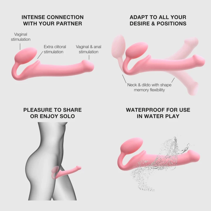 Strap-On Bez Wibracji - Elastyczny, Ergonomiczny, Wodoodporny, Różowy
