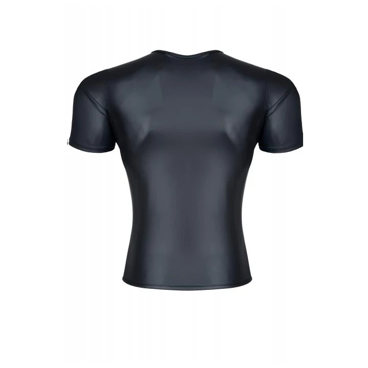 T-shirt męski REGNES FETISH PLANET wetlook, elastyczny, z dekoltem w serek