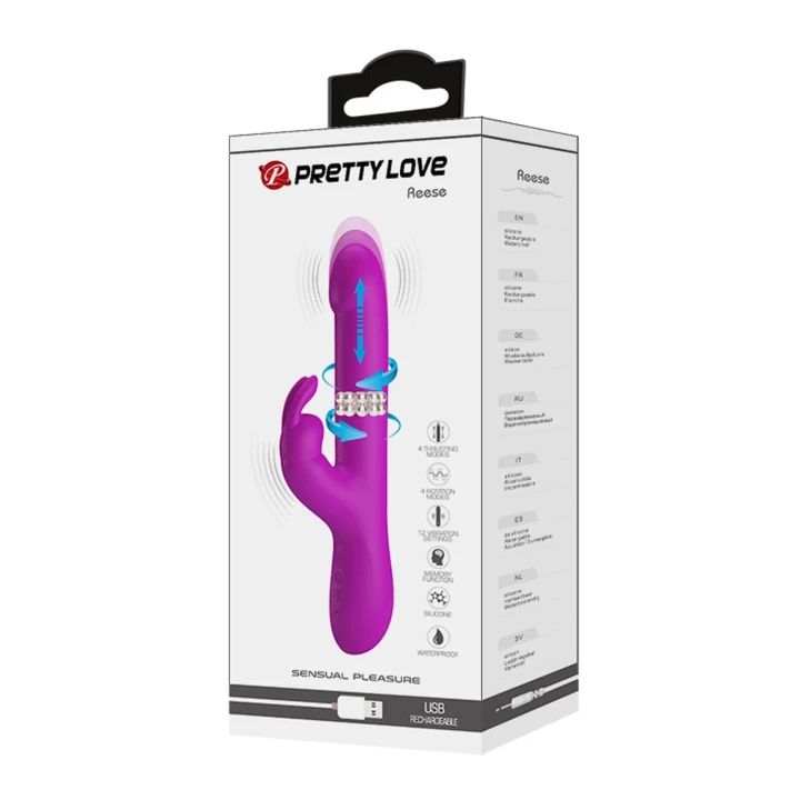 Wibrator królik Pretty Love - silikon ABS, 12 wibracji, 4 obroty, 4 pchnięcia