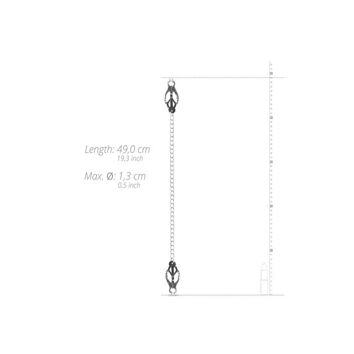 Zaciski na sutki z łańcuchem EasyToys, metal, z osłonkami ochronnymi, 3.5 cm
