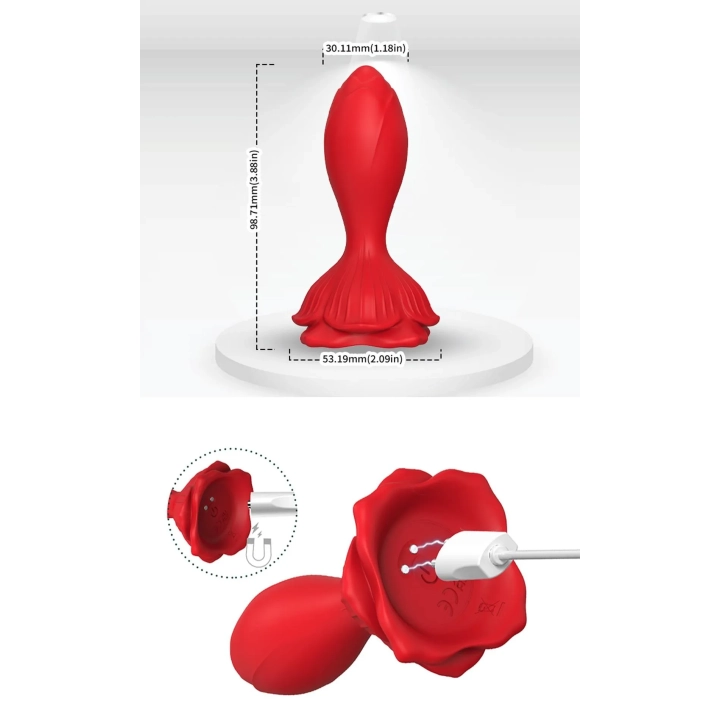 Wibrator analny Rosenberg Red, silikonowy, 9 trybów wibracji, wodoodporny