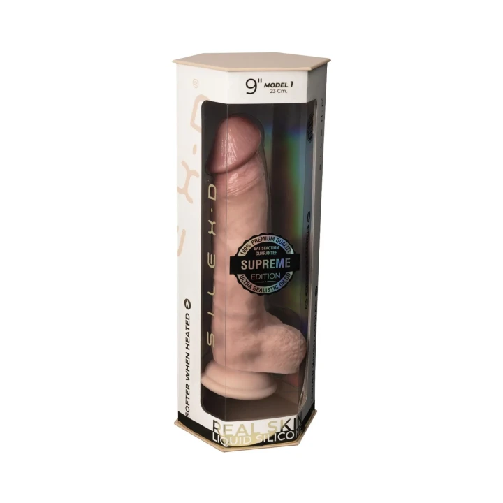 Dildo Silexd Premium Real Skin 9” - Termoaktywny, Wodoodporny, 100% Silikon