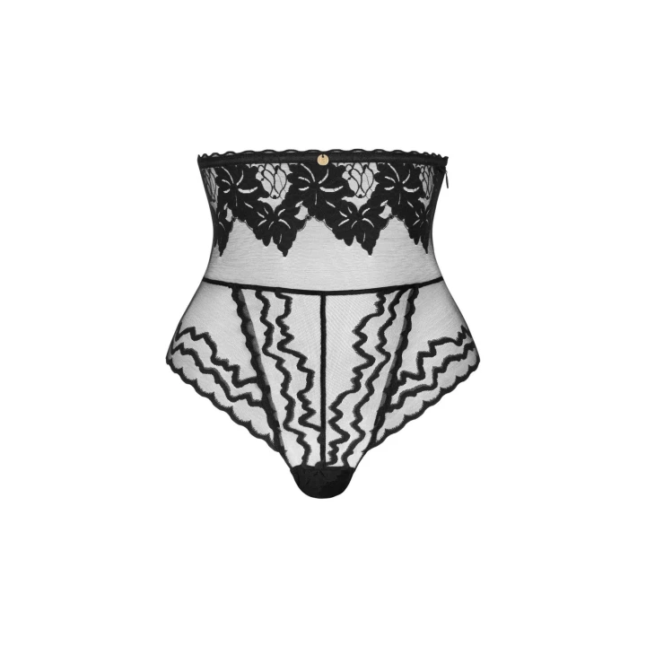 Majtki Arienna OBSESSIVE, czarne, wysoki stan, koronka, elastyczny poliamid, XS/S