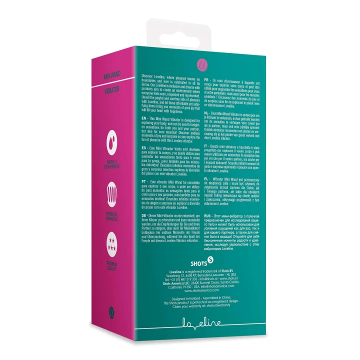 Wibrator Mini Wand Loveline, ABS/Silikon, Wibrujący, Ergonomiczny
