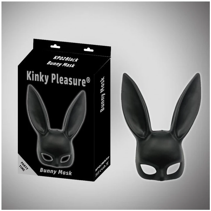 Maska BDSM - Kinky Pleasure - Czarna - Z uszami królika - Wysoka jakość materiałów