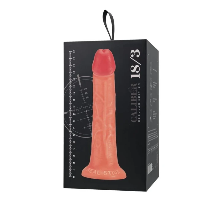 Dildo RealStick® CALIBER 18 cm, średnica 3 cm, realistyczny, z przyssawką, PVC