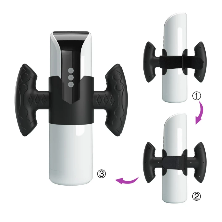 Masturbator z uchwytem Pretty Love, regulowany 70-90 mm, ergonomiczny, wodoodporny