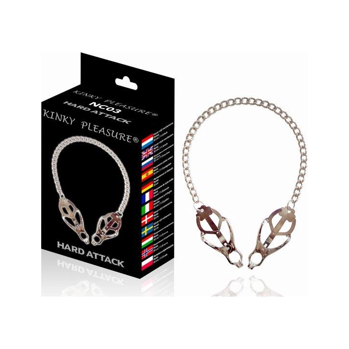 Obroża na sutki - Kinky Pleasure Hard Attack, stal nierdzewna, regulowana śruba
