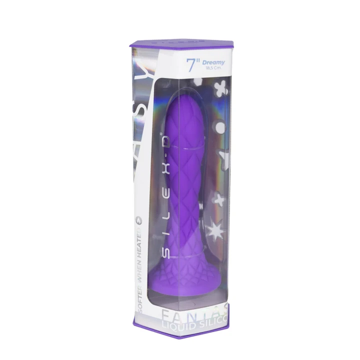 Dildo SILEXD Fantasy Line, termoreaktywny, silikonowy, wodoodporny IPX7, liliowy