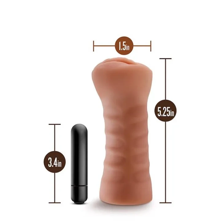 Stroker M for Men Sofia Mocha z wibracją, materiał TPE, otwarty design