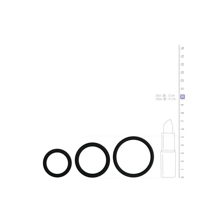 Pierścienie na penisa - Zestaw 3 szt. | Silikon, Elastyczny, Czarne