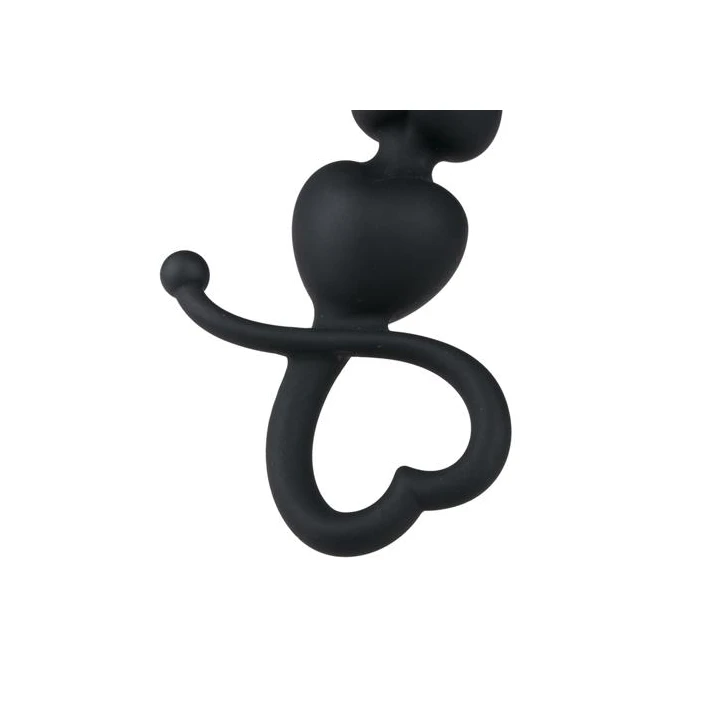 Koraliki analne Silikonowe Serce, Czarne, 18.5 cm, dla początkujących i zaawansowanych