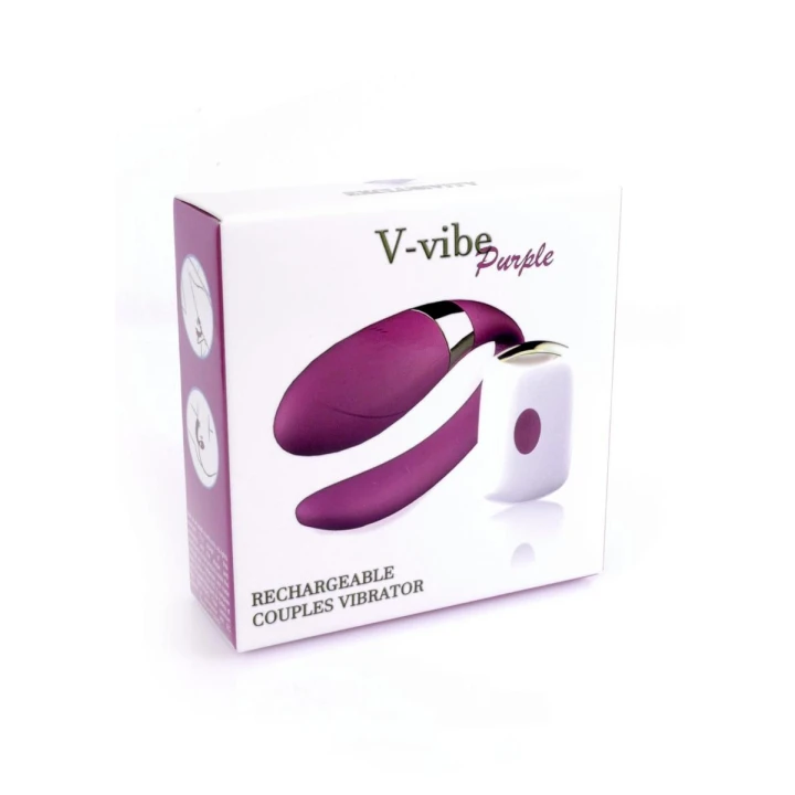 Stymulator łechtaczki V-Vibe Purple, silikon medyczny, 7 funkcji, pilot bezprzewodowy