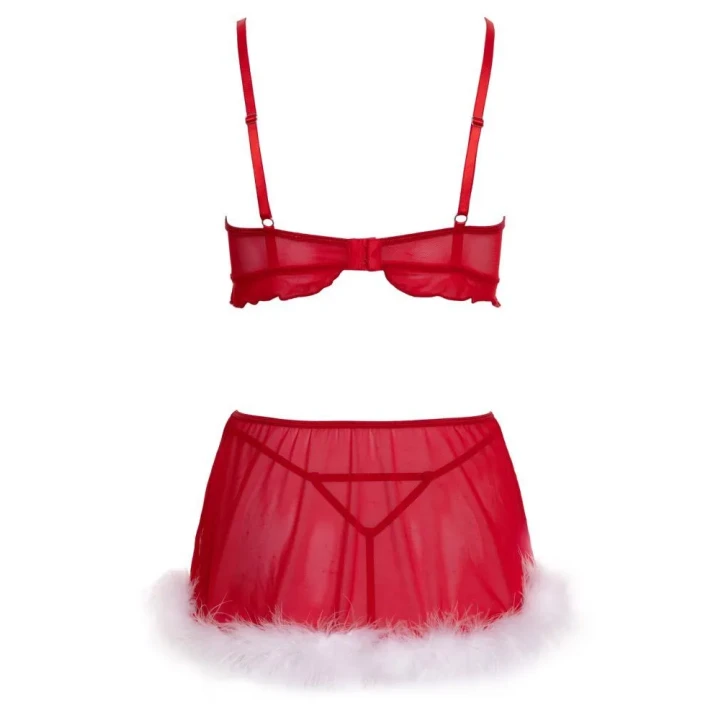 Kostium Świąteczny COTTELLI LINGERIE z topem, spódniczką i stringami, 90% poliamid