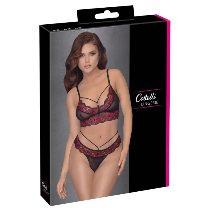 Biustonosz i majtki COTTELLI LINGERIE, koronkowe, dwukolorowe, komfortowe