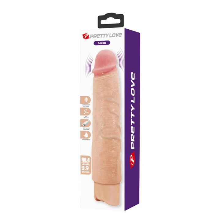 Dildo Pretty Love Soren, 25,2cm długości, 10 trybów wibracji, materiał TPE
