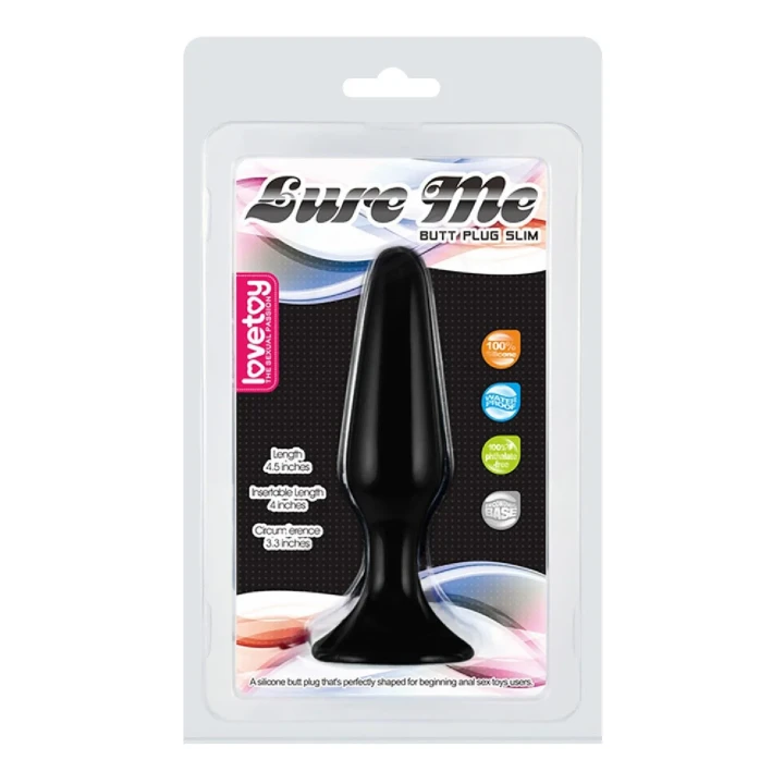 Wtyk analny Silicone S LURE ME - silikon, czarny, długość 11,5 cm, obwód 7,5 cm