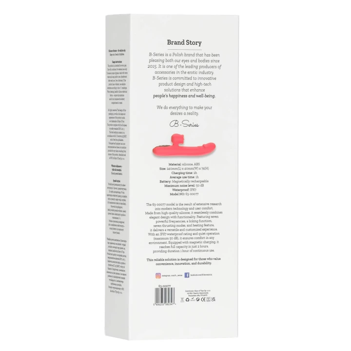 Wibrator silikonowy z serii 7 Trybów - 7 trybów wibracji, 7 trybów ruchu, podgrzewanie