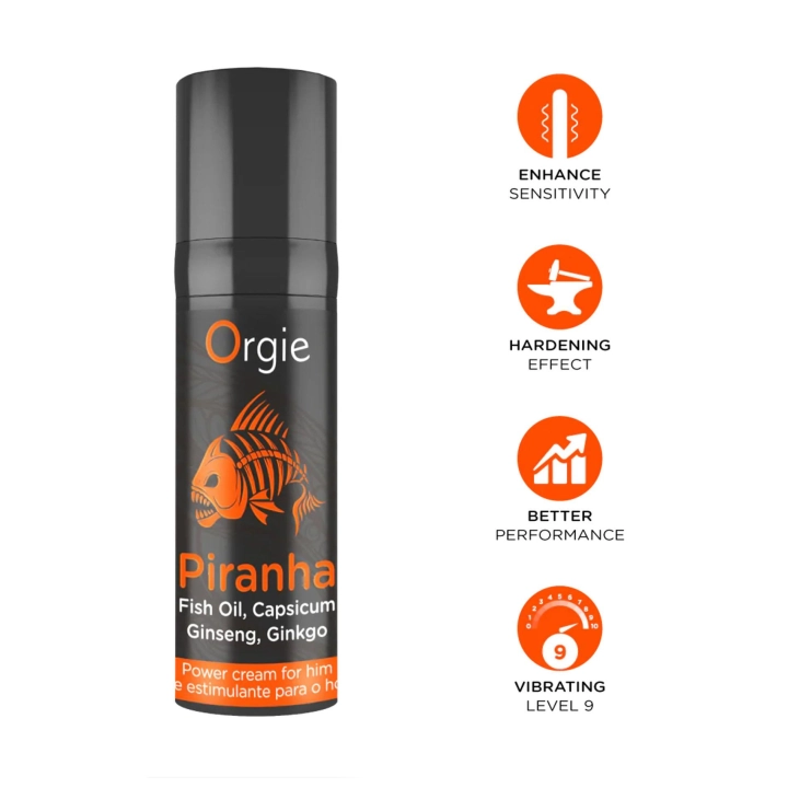 Krem rozgrzewający Piranha Power z żeń-szeniem i miłorzębem, 15 ml