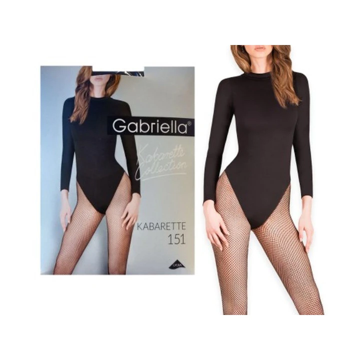 Rajstopy kabaretki GABRIELLA, czarne, S/M, LYCRA, bawełniany klin