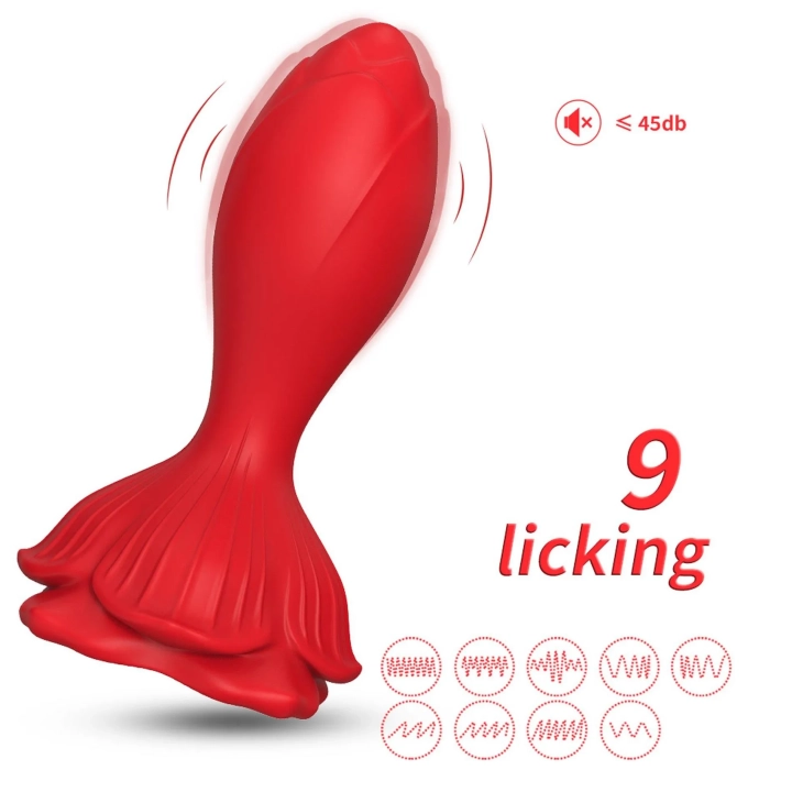 Wibrator analny Rosenberg Red, silikonowy, 9 trybów wibracji, wodoodporny