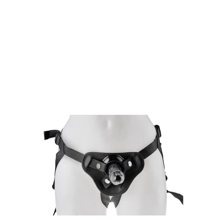 Uprząż z dildo BLAZE - regulowane paski, PVC, średnica 4 cm, długość 13 cm