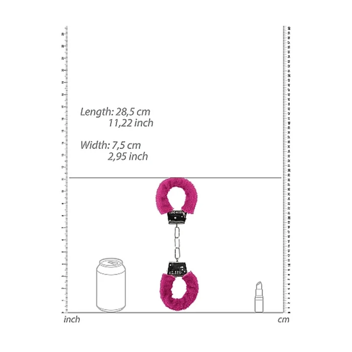 Kajdanki dla początkujących - Furry Pink, Metal z futerkiem, wymiary 28,5x7,5cm
