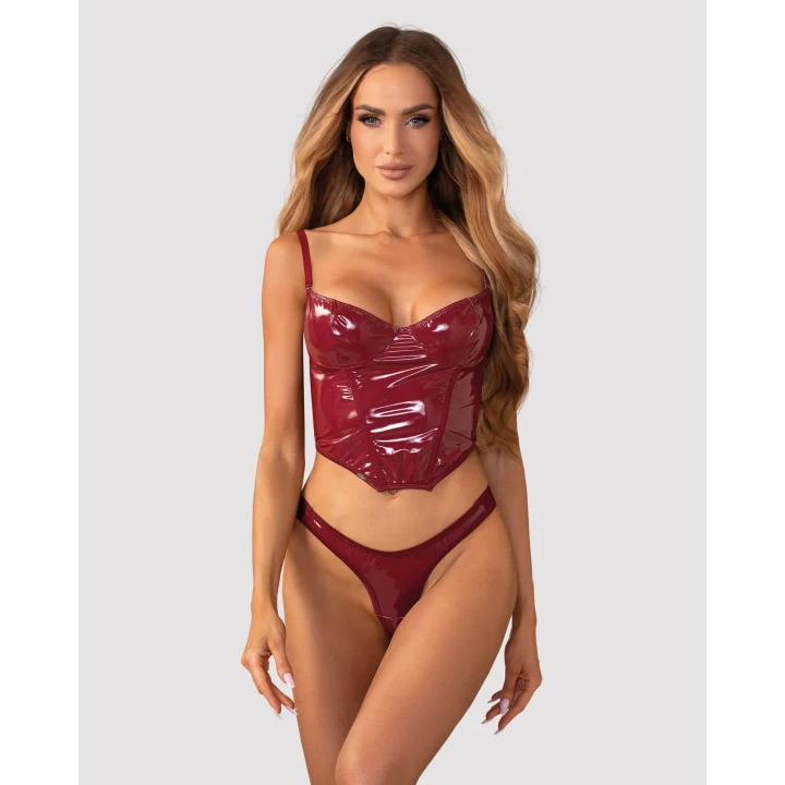 Gorset modelujący OBSESSIVE z lakierowanym wykończeniem i regulowanymi ramiączkami 2XL/3XL