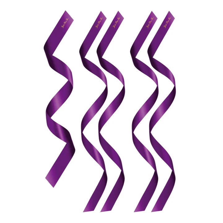 Opaski BDSM Sweet Caress z fioletowej satyny, 5 sztuk, długość 1200mm, komfortowe łączenia