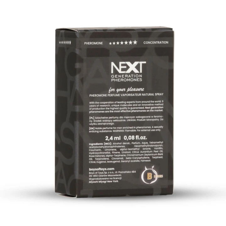 Woda toaletowa dla mężczyzn Miyoshi Miyagi NEXT, 2,4 ml, z feromonami, nuty grejpfruta i skóry