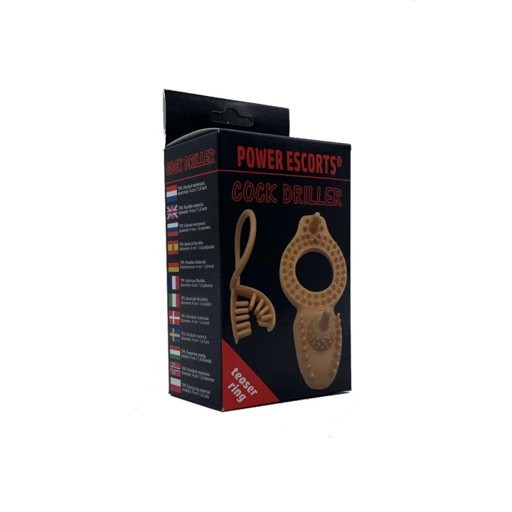 Pierścień erekcyjny Cockdriller - 3 cm, wibracje, elastyczne TPR & ABS