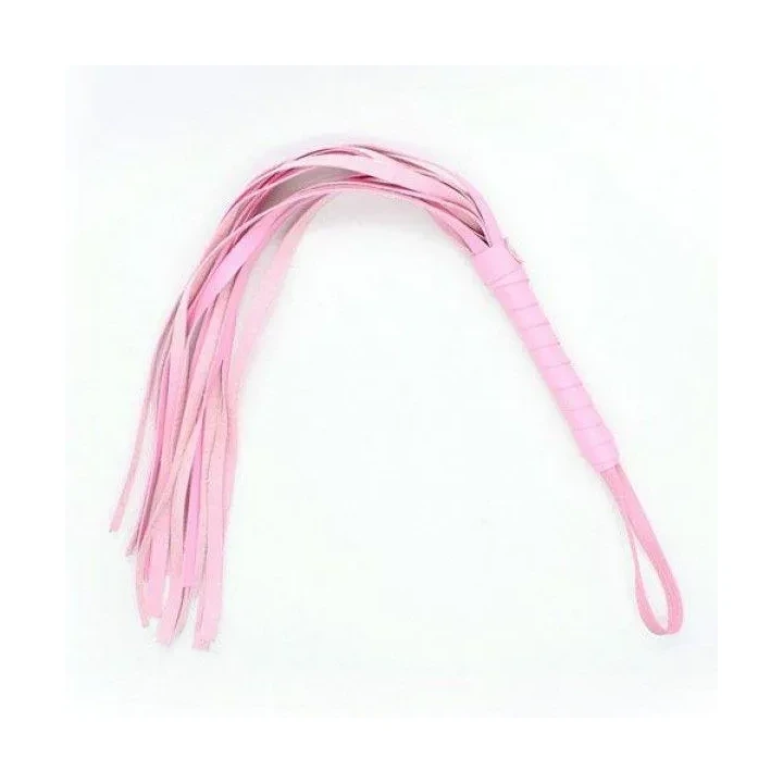 Bicz skórzany Fetish Art z frędzlami - klasyczny Cat o' nine tails, stylowy różowy
