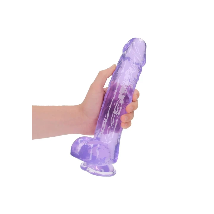 Dildo REALROCK CRYSTAL CLEAR 10” z realistycznymi jądrami, 28 cm, wodoodporne