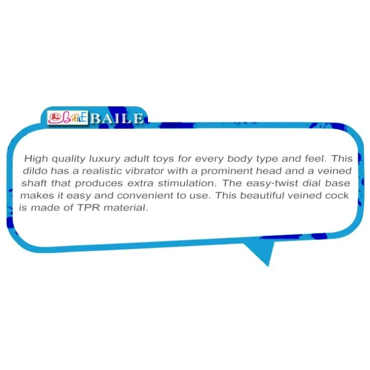Dildo BAILE BOB 22,5 cm, wibrator realistyczny, żyłkowany, łatwa baza do obrotu
