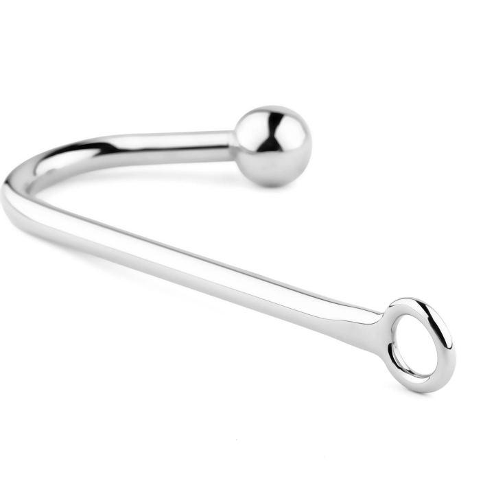 Hak analny Stalowy Elite – stal nierdzewna, długość 24 cm, kulka Ø 3,2 cm