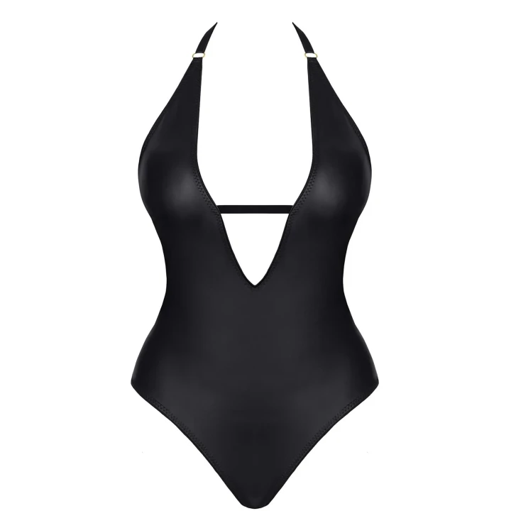 Body DEMONIQ Kolekcja Cash Baby czarne zmysłowe XXL z dekoltem i marszczeniami