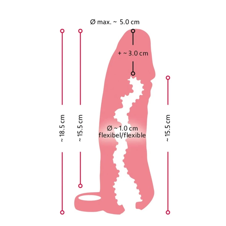 Masturbator Nature Skin Extender Medium 18,5 cm z pierścieniem balonowym, realistyczny дизайн