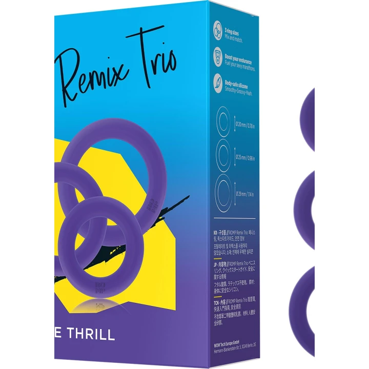 Pierścień na penisa - ROMP Remix Trio, silikon, 3 elastyczne pierścienie
