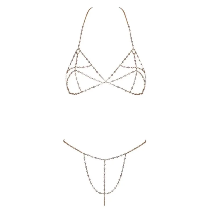 Bikini łańcuszkowe COTTELLI LINGERIE z kryształkami, regulowane zapięcia, zmysłowy wygląd