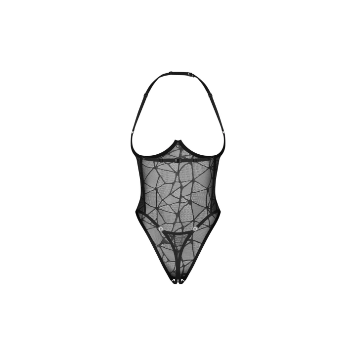 Body OBSESSIVE — cupless, crotchless, koronka geometryczna, fiszbiny