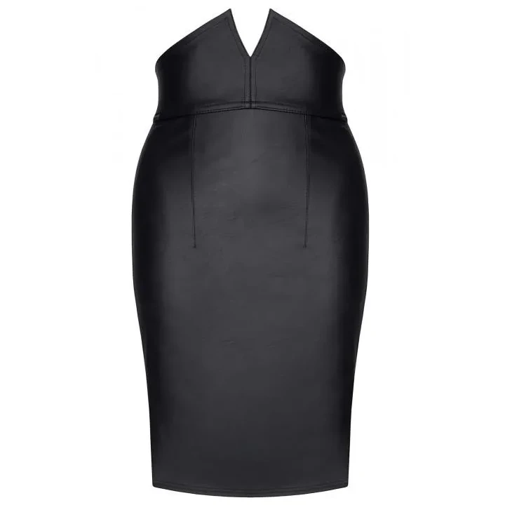 Spódnica ekoskórna BRFEDERICA001, DEMONIQ Kolekcja Silver Touch, czarna, elastyczna, długi zamek, rozmiar S