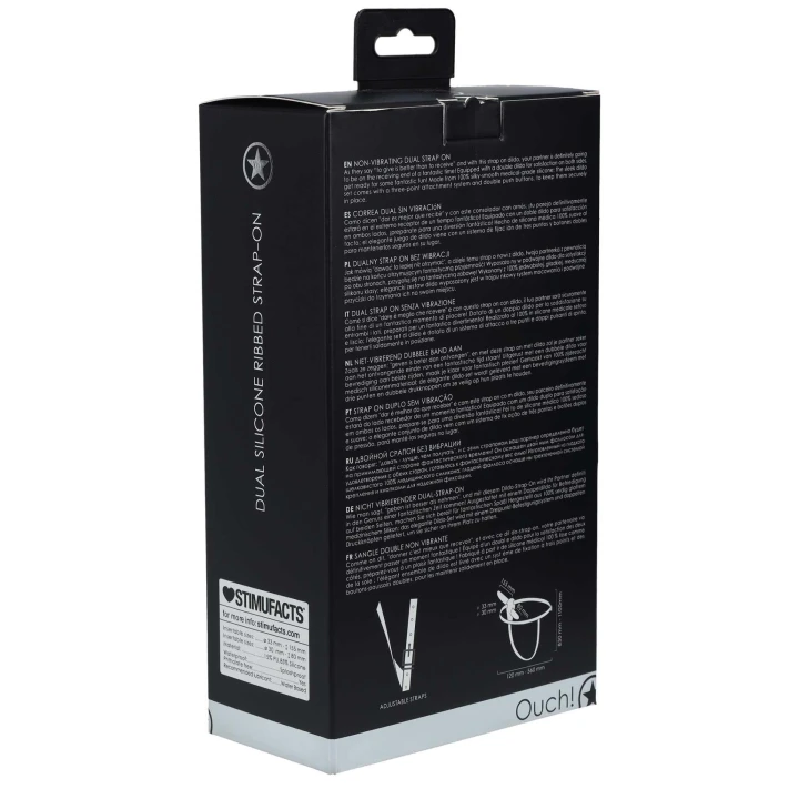 Dildo podwójne Ouch! - silikonowe, regulowane, czarne, 100% bez ftalanów