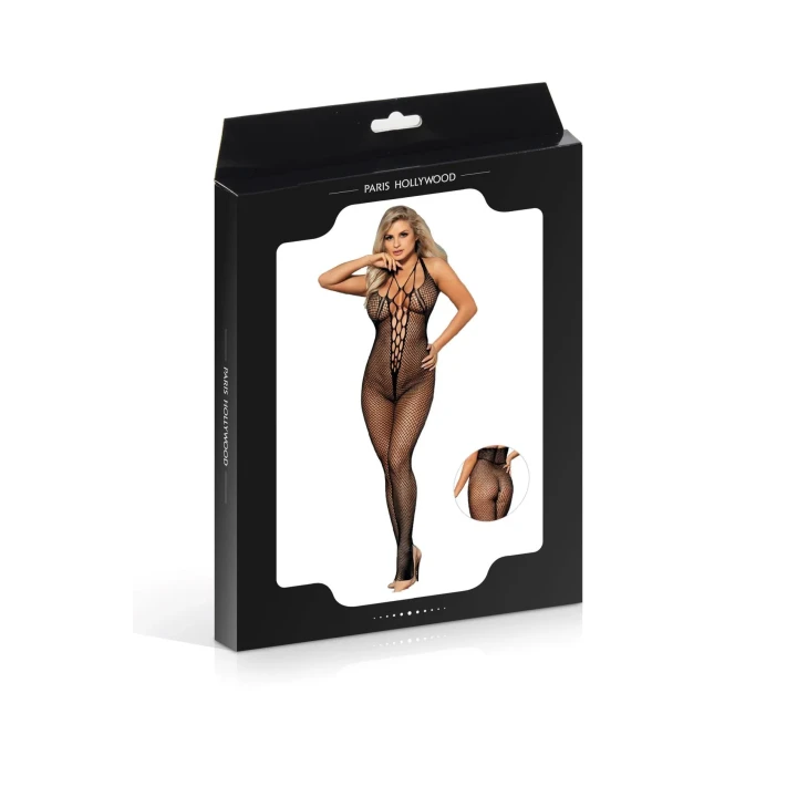 Kombinezon erotyczny PARIS HOLLYWOOD, elastyczny materiał, siateczkowy splot, otwarty tył
