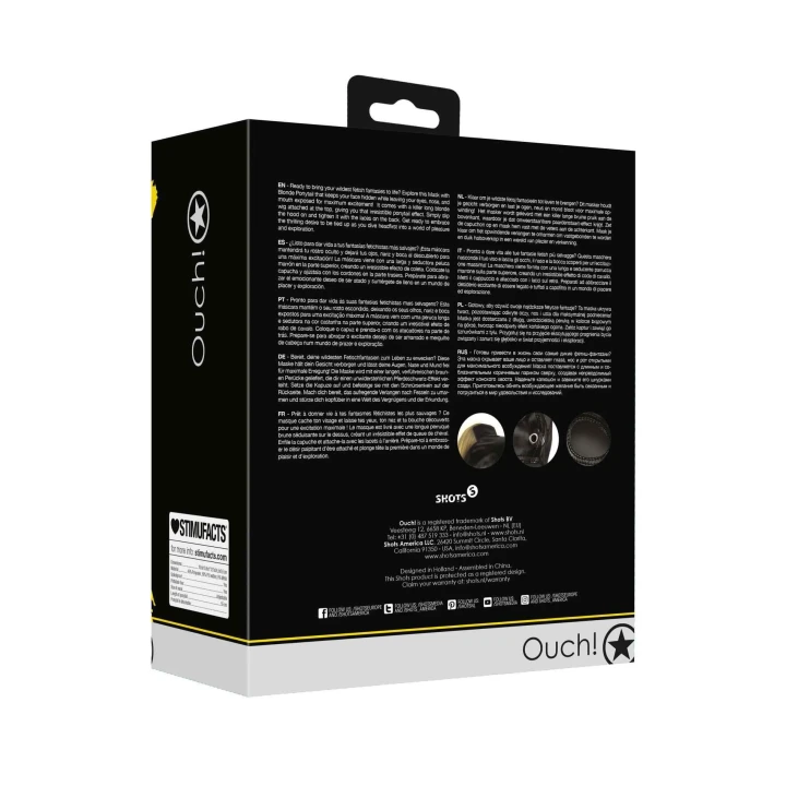 Maseczka Fetyszyzująca z Blond Kucykiem - Regulowana, Odporna na Zachlapanie, Odpinany Kucyk