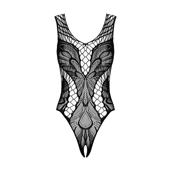 Body erotyczne Obsessive B138, czarne, elastyczny materiał, otwarty krok, S/M/L