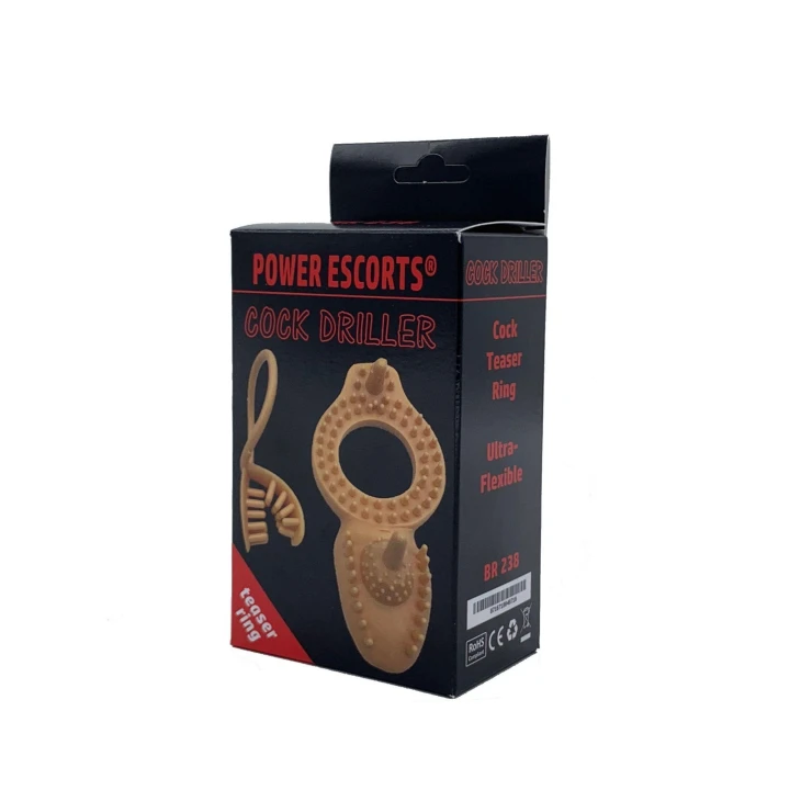 Pierścień erekcyjny Cockdriller - 3 cm, wibracje, elastyczne TPR & ABS