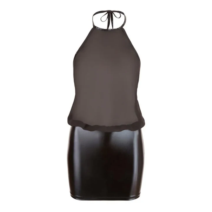 Sukienka COTTELLI LINGERIE, Mini Czarna z Szyfonowym Topem, Elegancka i Zmysłowa